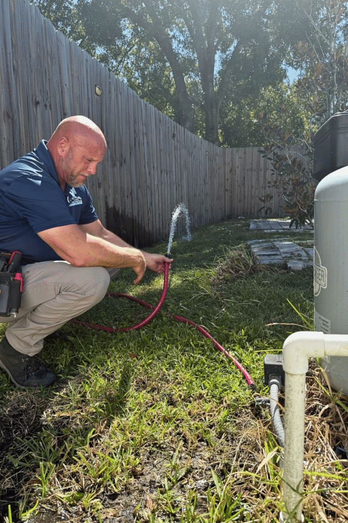 Home inspector testing water quality 